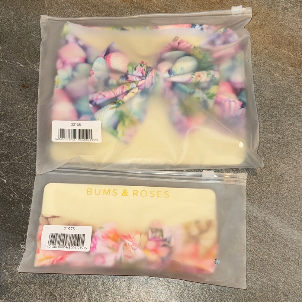 Bums & Roses Easter Kids Headband and Biggie bow headband NWT - set of 2